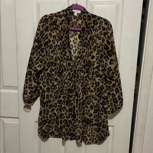 Charter Club Animal Print Blouse - Brown and Black